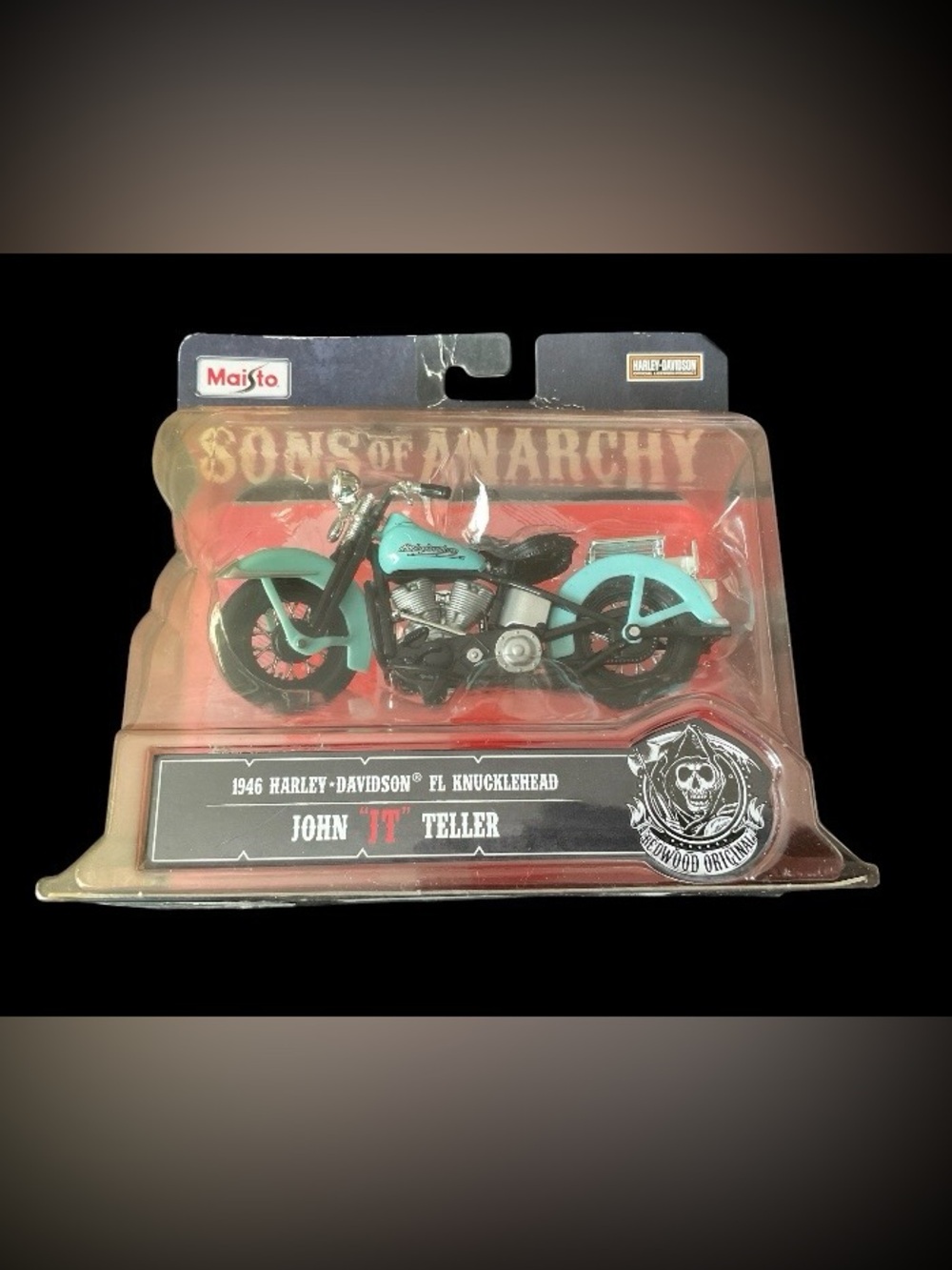 🔥 Maisto Sons of Anarchy John JT Teller 1946 Harley Knucklehead 1:18 NIB